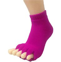 Bcurb Comfy Open Toe Foot Socks Relief for Bunions Hammer Toe Yoga Gym Massage Five Toe Separator Spacer Stretcher (RosePink, Medium)