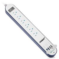 [Quick Charge 2.0] BESTEK 6-Outlet Surge Protector Power Strip with 6-Foot Extension Cord and 4 USB Ports (Blue)