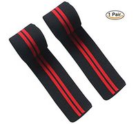 Yowanted Self-Adhesive Knee Pads Wraps Nylon Elastic Support Knee Wraps for Gym Workout, Squats Training, Weightlifting,Fitness & Powerlifting - Black Red