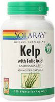Solaray Kelp 550 mg with Folic Acid for Healthy Thyroid Function, Energy & Metabolism Support | Non-GMO | 180 VegCaps
