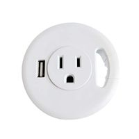 Power Desk Grommet, Recessed Outlet for Computer Desk, Extension Cord or Power Strip for USB Charging Station, Power Station for Desktop Computer, USB Charging Hub with Cable Management (White)