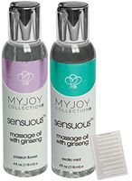 Massage Oil - Aphrodisiac & Pheromone Infused Non-greasy Set of 2 Sensuous Passion Flower and Exotic Mint 4 ounce Bottles and Sensual Massage Tips Bundle