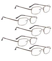 READING GLASSES 5 pack Bridge-flexable Readers Men (Brown, 1.00)
