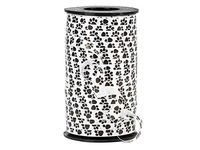 Paw Prints On White Curling Ribbon 7/16"x250 yds 100% Polypropylene (8 Rolls) - Wraps-CRPAWB