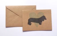 Long Haired Dachshund Blue Heart Stationery Note Card Set