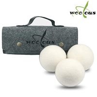 Woolous Dryer Balls,Organic New Zealand Non-Toxic Wool Dryer Balls, Reusable Natural Fabric Softener, Reduce Wrinkles, Saves Drying Time White Wool Dryer Balls Laundry (3 Pack, 2.75inch)