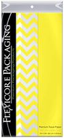 Flexicore Packaging Yellow Gift Wrap Tissue Paper | Size: 15 Inch X 20 Inch | Count: 100 Sheets | Color: Solid Yellow & Chevron