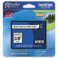 3 Pack TZe Standard Adhesive Laminated Labeling Tape, 3/8w, Black on White by BROTHER INTL. CORP. (Catalog Category: Labels, Label Makers, Tags & Stamps / Label Makers / Tapes, Labels, Ribbons")