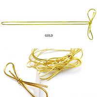 POSHNPRETTY 100 PCS Stretchy Elastic Metallic Braided Cord Loops Bows - Silver or Gold (Gold, Cord Length: 13" Loop Length: 7")