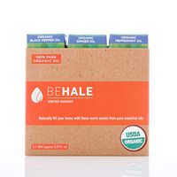 Behale 100% USDA Certified Organic Pure, Undiluted Essential Oil Trio - Winter Warmer Aromatherapy Set - Black Pepper, Ginger, and Peppermint Oil (3 x 10ml)