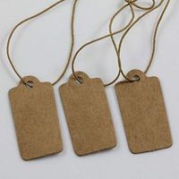 super1798 100Pcs Jewelry Price Label Tags Blank Kraft Paper Cards Note with Hemp Rope