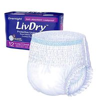 LivDry Adult XL Incontinence Underwear, Overnight Comfort Absorbency, Leak Protection, X-Large, 12-Pack