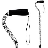 DMI Adjustable Designer Cane with Offset Handle and Strap, Zebra