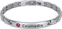 Elegant Surgical Grade Steel Medical Alert ID Bracelet for Men and Women (Women's, Coumadin)