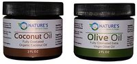 Nature's Salves and Soaps 2 Oz. Fully Ozonated Organic Coconut and 2 Oz. Ozonated Organic Olive Oil