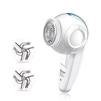 QCLTY USB Rechargeable Lint Balls Remover, High Power Clothes Sweater Electric Fabric Shaver with 2 Replaceable Stainless Steel Blades, Effectively Remove Fuzz, Lint, Pills, Bobbles
