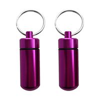 Baosity 2 Pieces Aluminium Alloy Waterproof Key Ring Container Pill Box Case Light Weight Purple