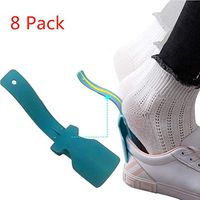 Lazy Shoe Helper - Handled Shoe Horn - Portable Shoe Lifting Helper,Easy to Put On and Take Off high Heels or Leather Shoes, Sock Slider Handled Shoe Horn for Seniors, Elderly, Disabled (blue8)