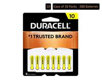Duracell - Hearing Aid Batteries Size 10 (Yellow) - Long Lasting Battery with EasyTab for Ease of Installation - 8 Count (Pack of 36)
