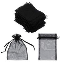 SumDirect 100Pcs 4"x6" Sheer Drawstring Organza Jewelry Pouches Wedding Party Christmas Favor Gift Bags (Black)