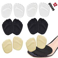 12Pieces Metatarsal Pads for Women, Forefoot Cushions Shoe Inserts for Ball of Foot Pain, Forefoot Support for Foot Pain Relief