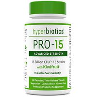 PRO-15 Advanced Strength Probiotics: 3X The CFU Count with Kiwi Extract - 15 Strains - 60 Once Daily Tablets - 15x More Effective Than Capsules with Patented Delivery Technology