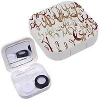 Portable Contact Lens Case Box Travel Kit Mirror + Bottle + Tweezers Container Holder [ Inscription Never Surrernder ]