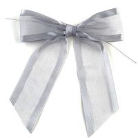 Pre-Tied Silver Organza Bows - 4" Wide, Set of 12, Craft Ribbon Easter Bow, Satin Edge, Wedding Embellishments, Anniversary, Gift Basket, Birthday, Valentine's Day