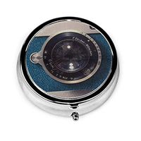Vintage Camera Round Pill Organizer Small Portable Pill Medicine Tablet Box Decorative Box Protector