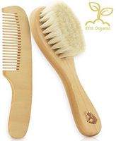 Natural Soft Newborn Baby Brush Set - Goat Hair Bristles with Eco-Friendly Wood Handle | Wooden Infant Cutie Comb by PomPerfect