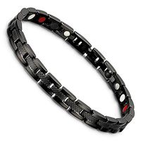 HiTreasure Black Titanium Steel Magnetic Therapy Negative Ions Germanium Bracelet Pain Relief for Arthritis Men Women(Imported,3000 Gauss Each Link)