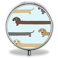IMLONE Pill Organizer, Customized Cute Dachshund Pill Boxes with 3 Components and Mirror for Travelling and Daily Needs