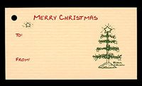 (15 Tags) Tan Table TOP Christmas Tree Gift Tags & Strings. Merry Christmas. to: from: Hang Tags