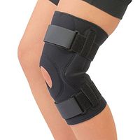 Neoprene Cushioned Hyperextension Hinged Knee Brace Support Beige and Black (2X-Large, Black)