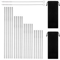 Reusable Stainless Steel Drinking Straws, 20 Pcs 4 Size - 6.3'' 7.1'' 8.5'' 10.5'', BPA Free Long Short Smoothie Drinking Straight Straws with 2 Brushes and 2 Carry Bag, Fit for 20/30 oz Tumblers