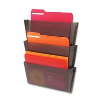 Deflecto 63602 Unbreakable docupocket expandable three-pocket wall file set, letter, smoke