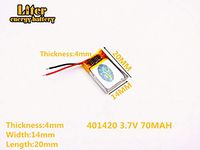 3.7V 70mAh 401420 Lithium Polymer Ion Rechargeable Battery Lithium Polymer Li-Po Battery for MP4 GPS MP3 Bluetooth Stereo DIY Gift