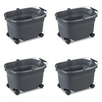 Sterilite 11273V04 20 Quart/19 Liter Wheeled Bucket, Flat Gray Bucket & Wire Handle w/ Blake Grip & Casters, 4-Pack