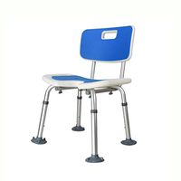 Bath Stool Bathroom U-Shaped Bath Chair, Home Non-Slip Bathroom Stool, Adult Padded Bath Bench with backrest (Color : Blue, Size : 434072.5cm)