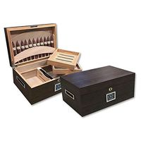 Prestige Import Group - Rockefeller Built-in Partitioned Display Cigar Humidor - Capacity: 130 - Color: Matte Ebony Finish