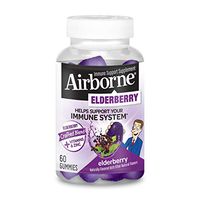 Elderberry + Vitamins & Zinc Crafted Blend Gummies, Airborne (60Count in A Bottle), Gluten-Free Immune Support Supplement with Vitamins C, D & E That Has No Artificial Sweeteners & No Color Added