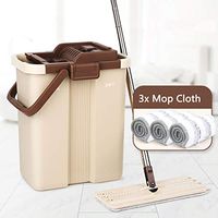GHH Flat Mop Bucket Set Dry Mopping System and Bucket Cleaning System with 3 Washable Flat Microfiber Mop Pads for Home Bathroom/Kitchen/Office Corner