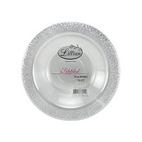 Lillian Tablesettings 10 Count Pebbled Plastic Bowl, 14 oz, Clear