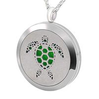 Popeoiuh Essential Oil Diffuser Necklace, Aromatherapy Stainless Steel Turtle Chain Pendant Locket Jewelry Gifts for Girl Boy Men Women Graduation