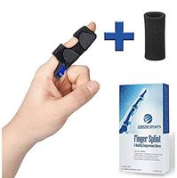 Arrow Splints Finger Splint for Mallet Finger, Trigger Finger, Arthritis Pain, Sport Injuries, Basketball, Volleyball, Bowling fits Index, Middle Finger, Ring, Pinky Finger + Compression Finger Sleeve