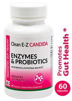 Clean E-Z Candida (60 Vegan Capsules) - Candida Cleanse, Digestion of Yeast Cell Walls, microflora Balance, probiotics, Therapeutic enzymes, Healthy Gut