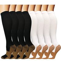 Copper Compression Socks For Men & Women(8 Pairs)- Best For Running,Athletic,Medical,Pregnancy and Travel -20-30mmHg