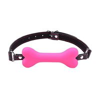 a-YUEYUE Cute Solid Leather Harness Mouth Silicone Dog Bone Ball Opener 20mm Mouth Plug for Women, 3 Colors Optional