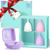 Menstrual Cups Gift Set, Reusable Period Cup Small Large Sizes Silicone Soft Cups for Heavy & Normal Flow Feminine Tampons and Pads Alternative (2L+1S+Travel Box)