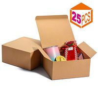MESHA Gift Boxes 8x8x4in Gift Boxes for Bridesmaids White Kraft Gift Boxes with Lids for Crafting, Cupcake Boxes (brown-25pc)